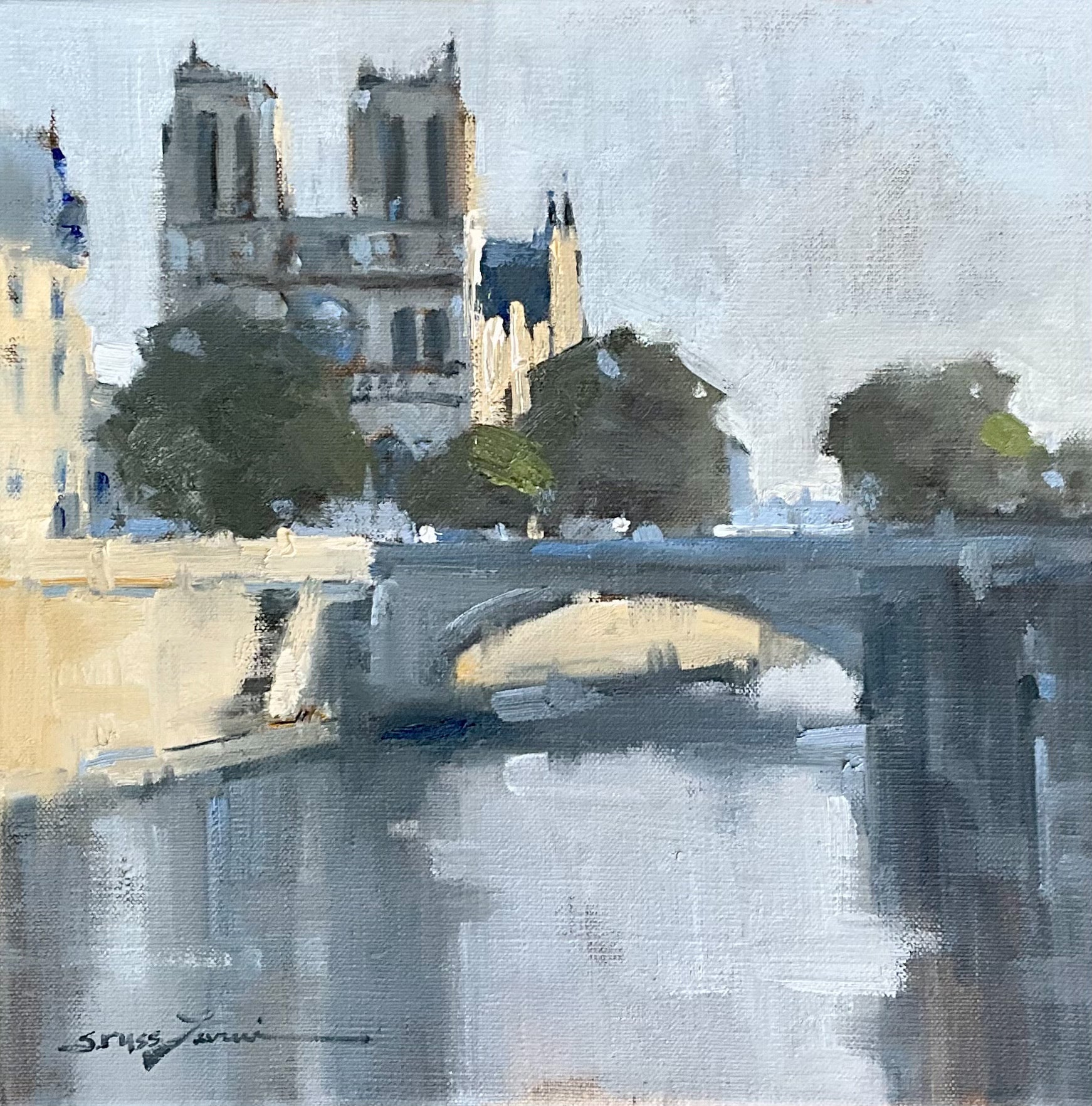 Sherrie Russ Levine - Above the Notre Dame (12 x 12)