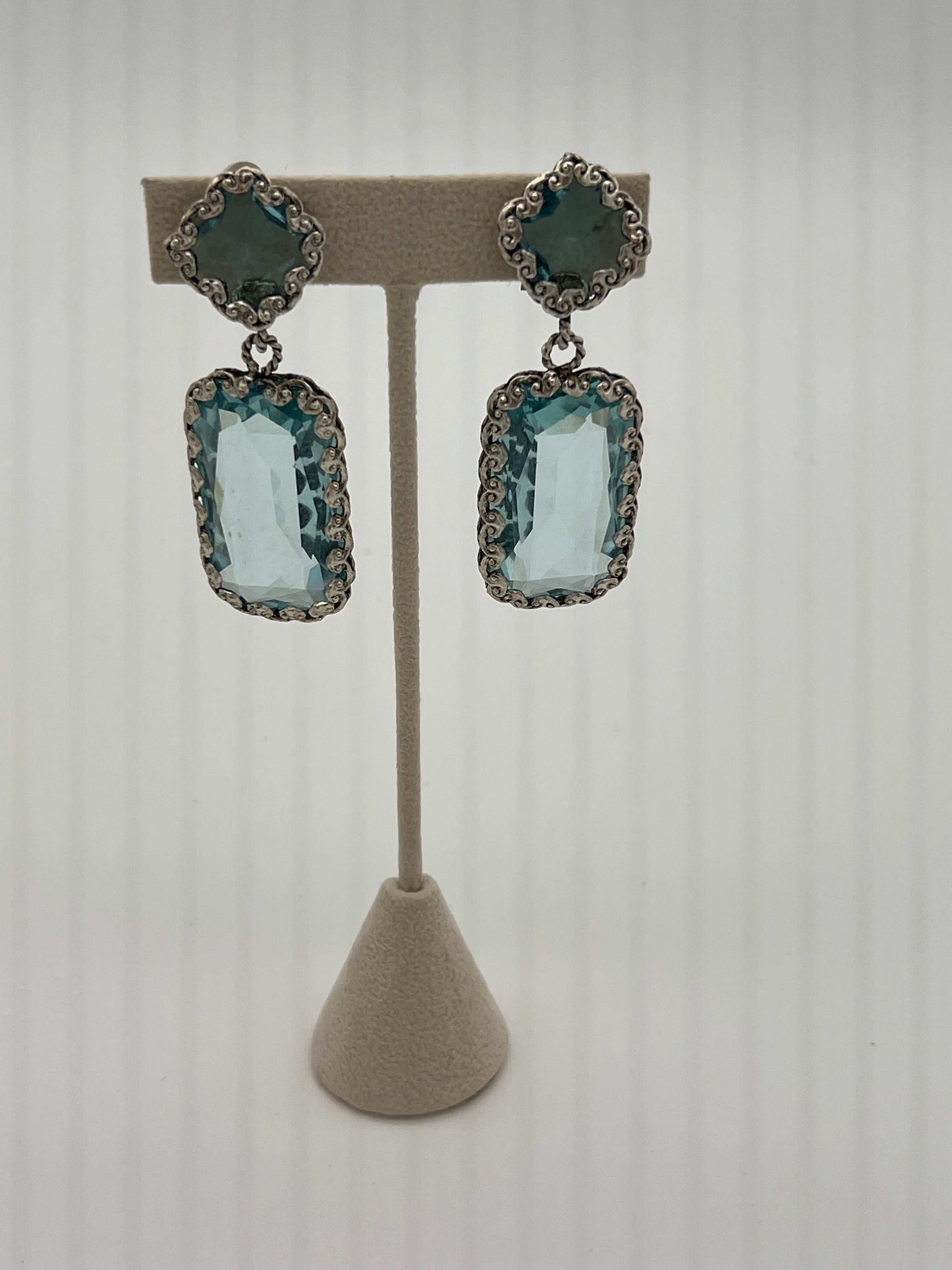 Blue Crystal Clip-On Earrings