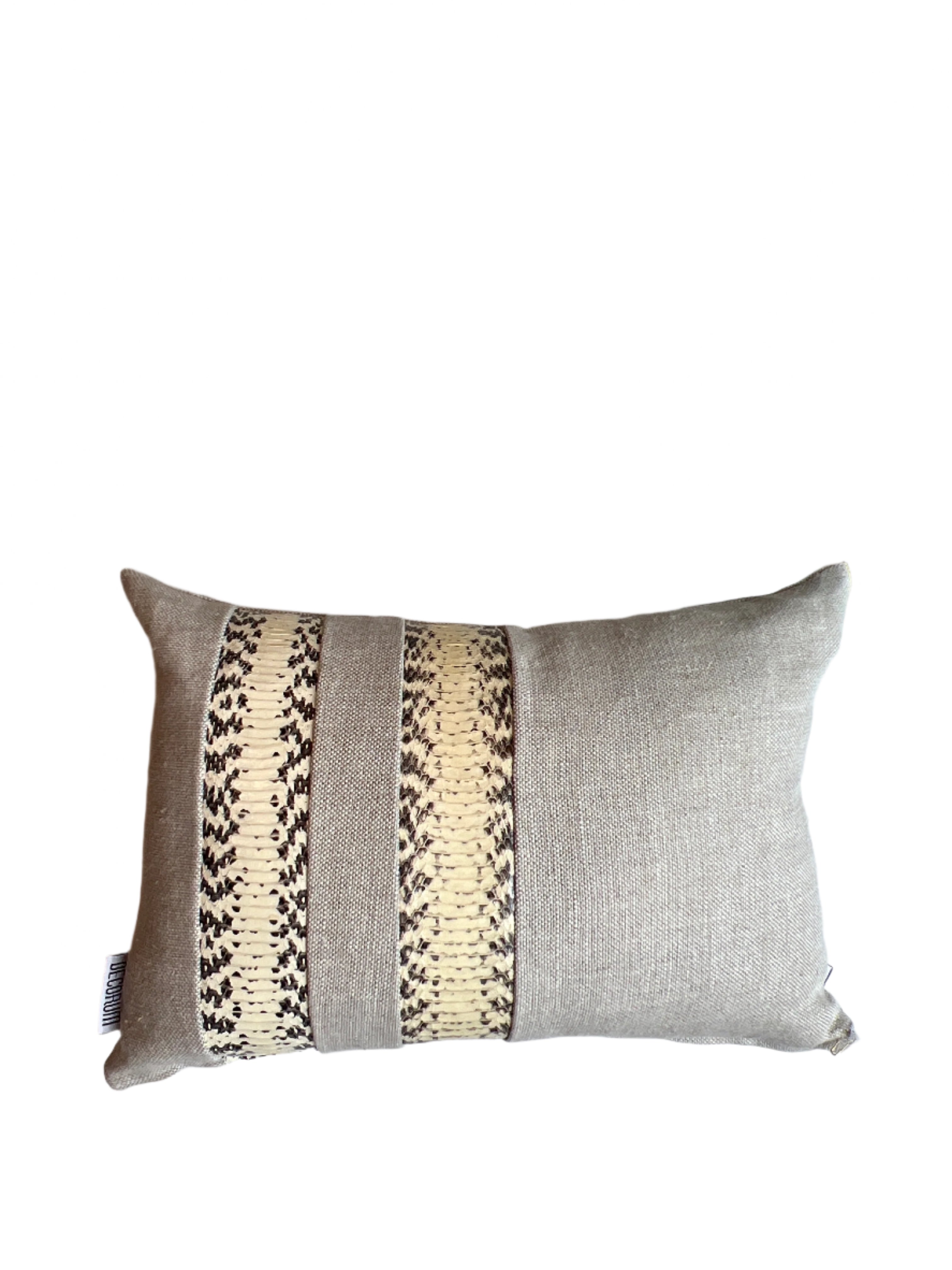 14x20 Natural Linen and Python Lumbar Pillow