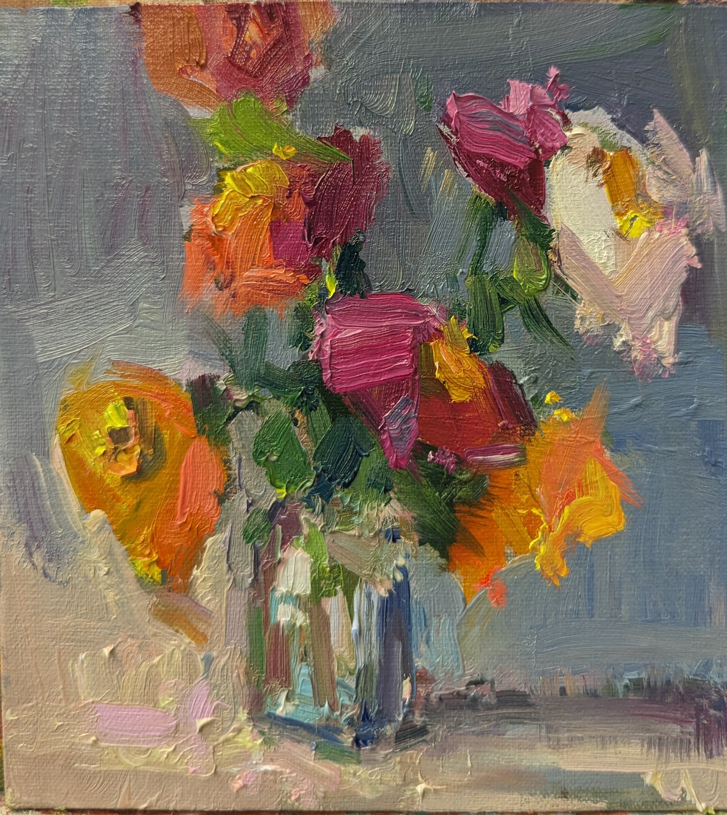 Millie Gosch - Dancing Zinnias (6 x 6)