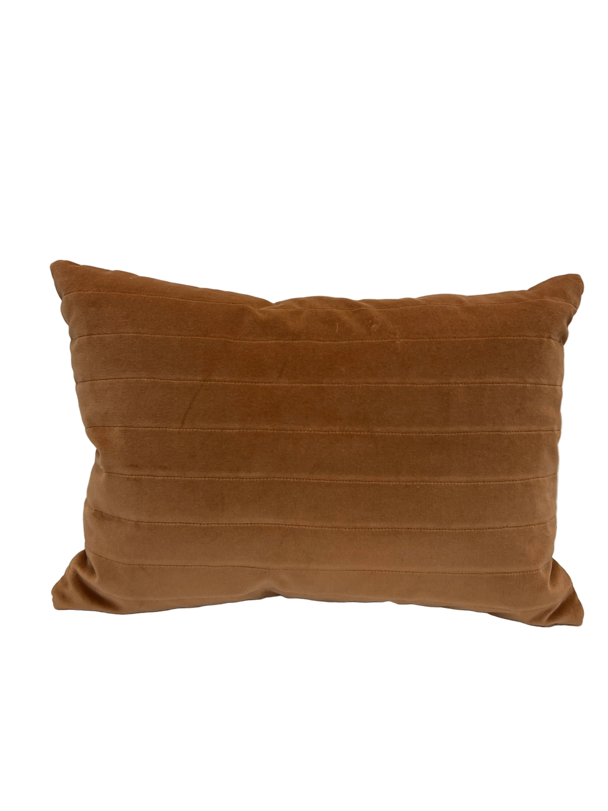 Velvet Channel-Stitched Terracotta Lumbar Pillow 14x20