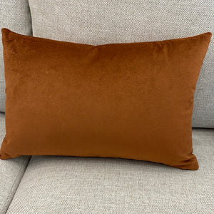 Cognac Velvet Lumbar Pillow 12x18