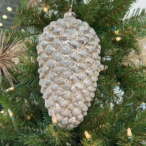 Silver Pine Cone Ornament