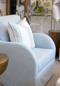 Claire Swivel Chair in Performance Linen Robins Egg