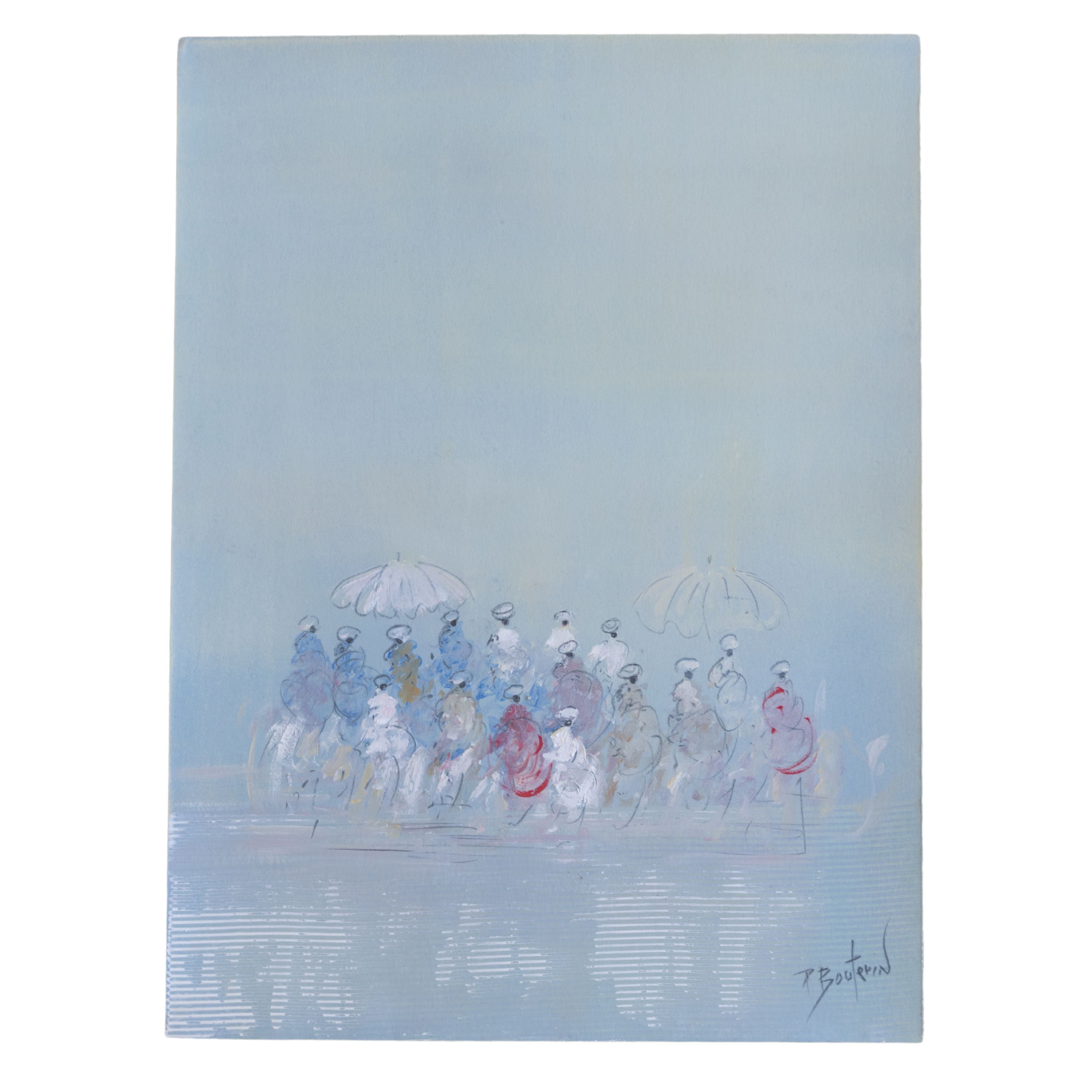 Pascal Bouterin - Foule sur la Plage (12 x 9)