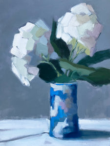 Lesley Powell - Hydrangeas in Blue & White (16 x 12)
