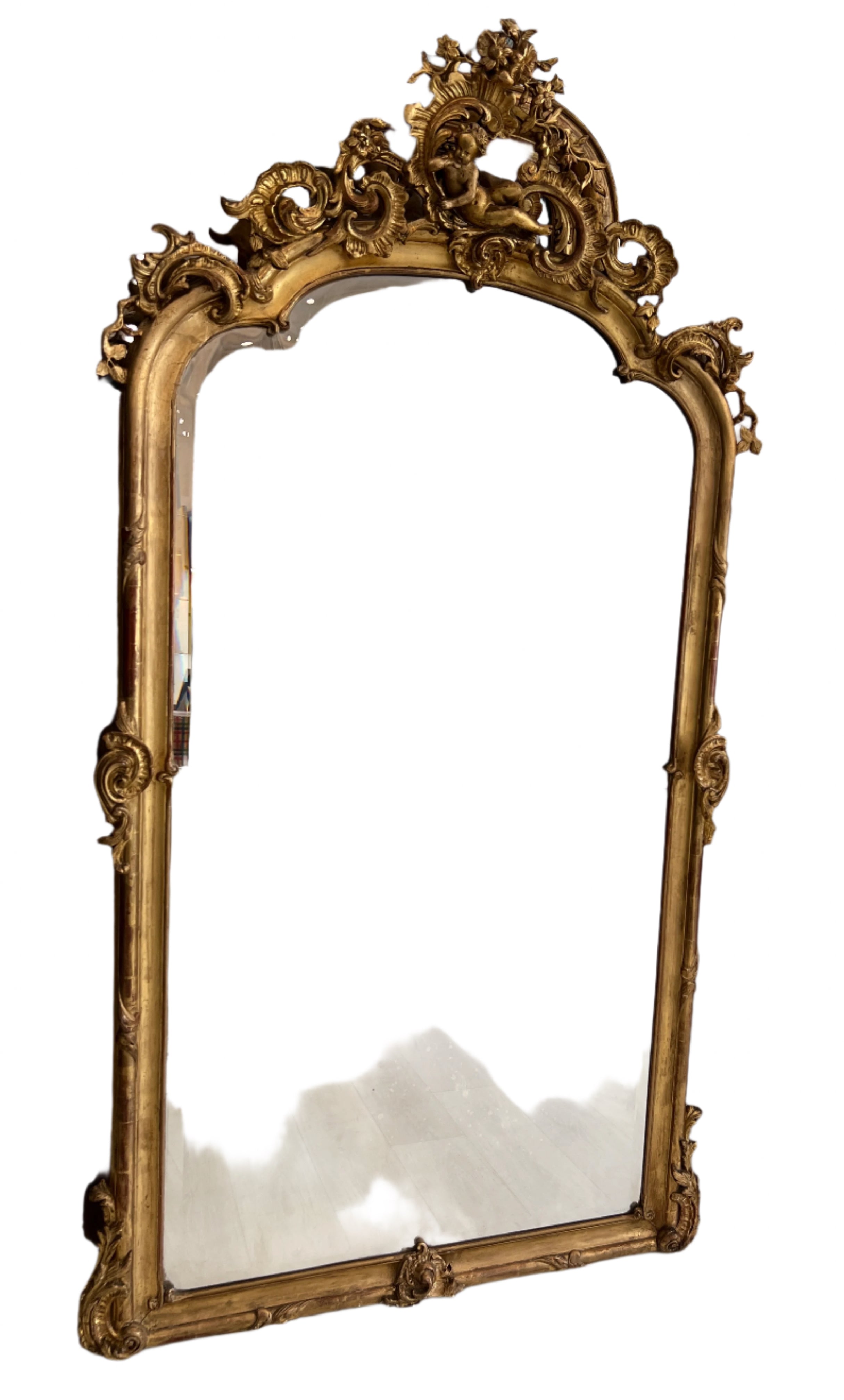 LP Mirror with Cherub Fronton 81x41x5"D