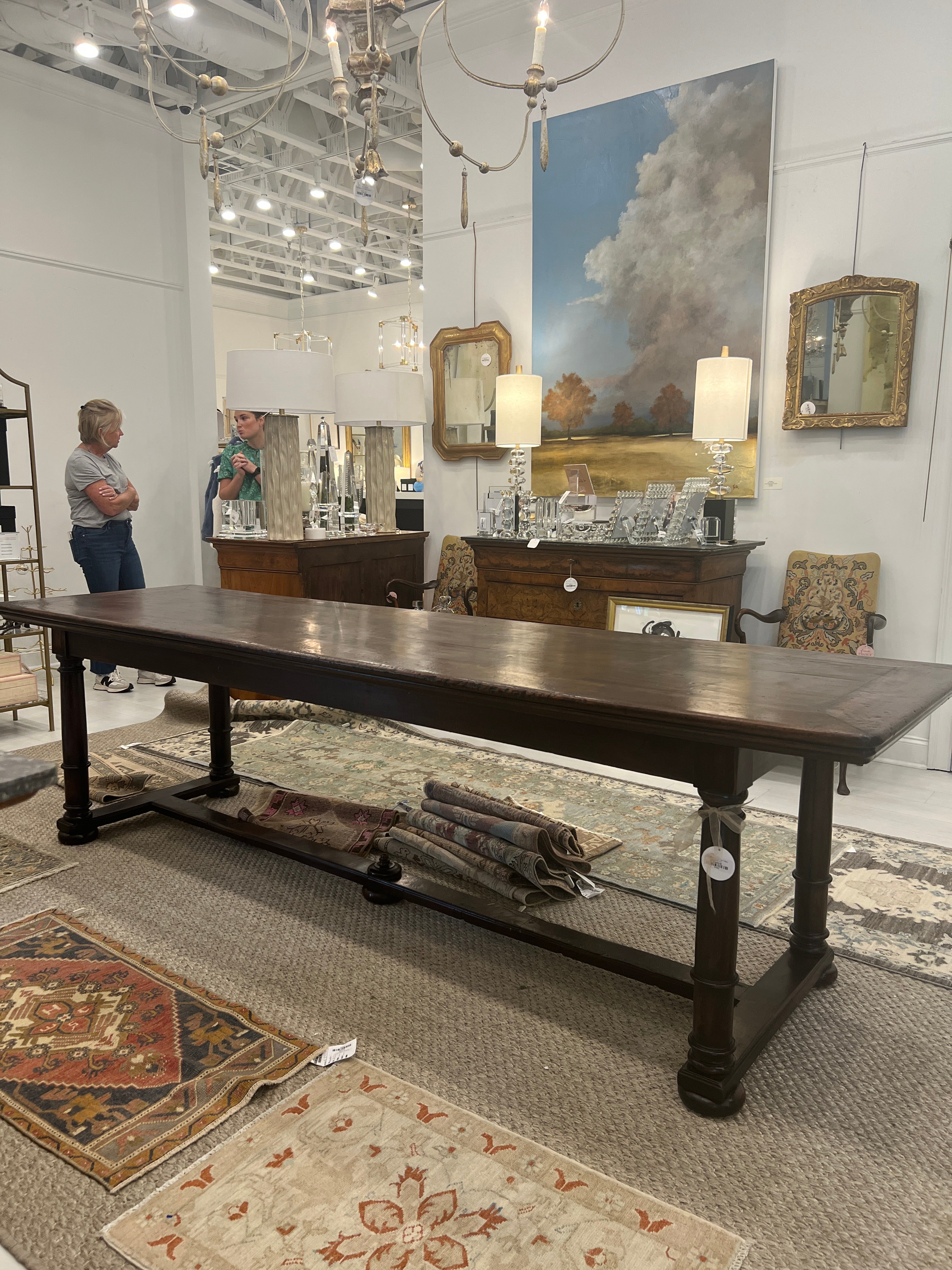 18th Walnut Italian Table 110.5"Lx31.5x31"H