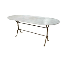 Load image into Gallery viewer, Oval Bistro Table White Marble 71x31.5x28.5