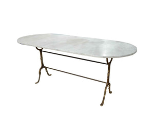 Oval Bistro Table White Marble 71x31.5x28.5