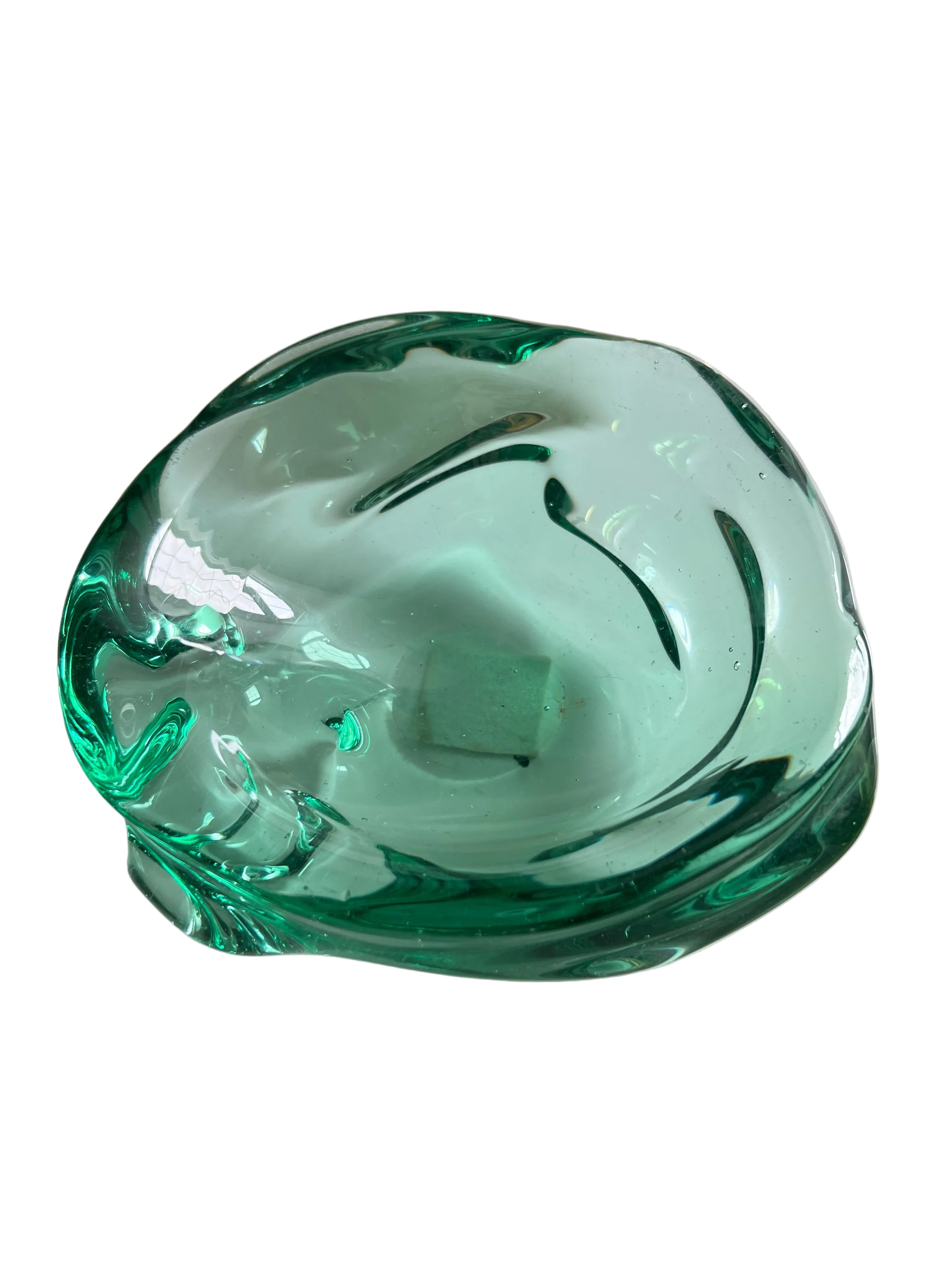 Flavio Poli Murano Glass Curvy Green Bowl