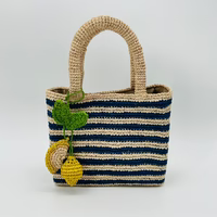 Mini Blue Stripe Raffia Bag
