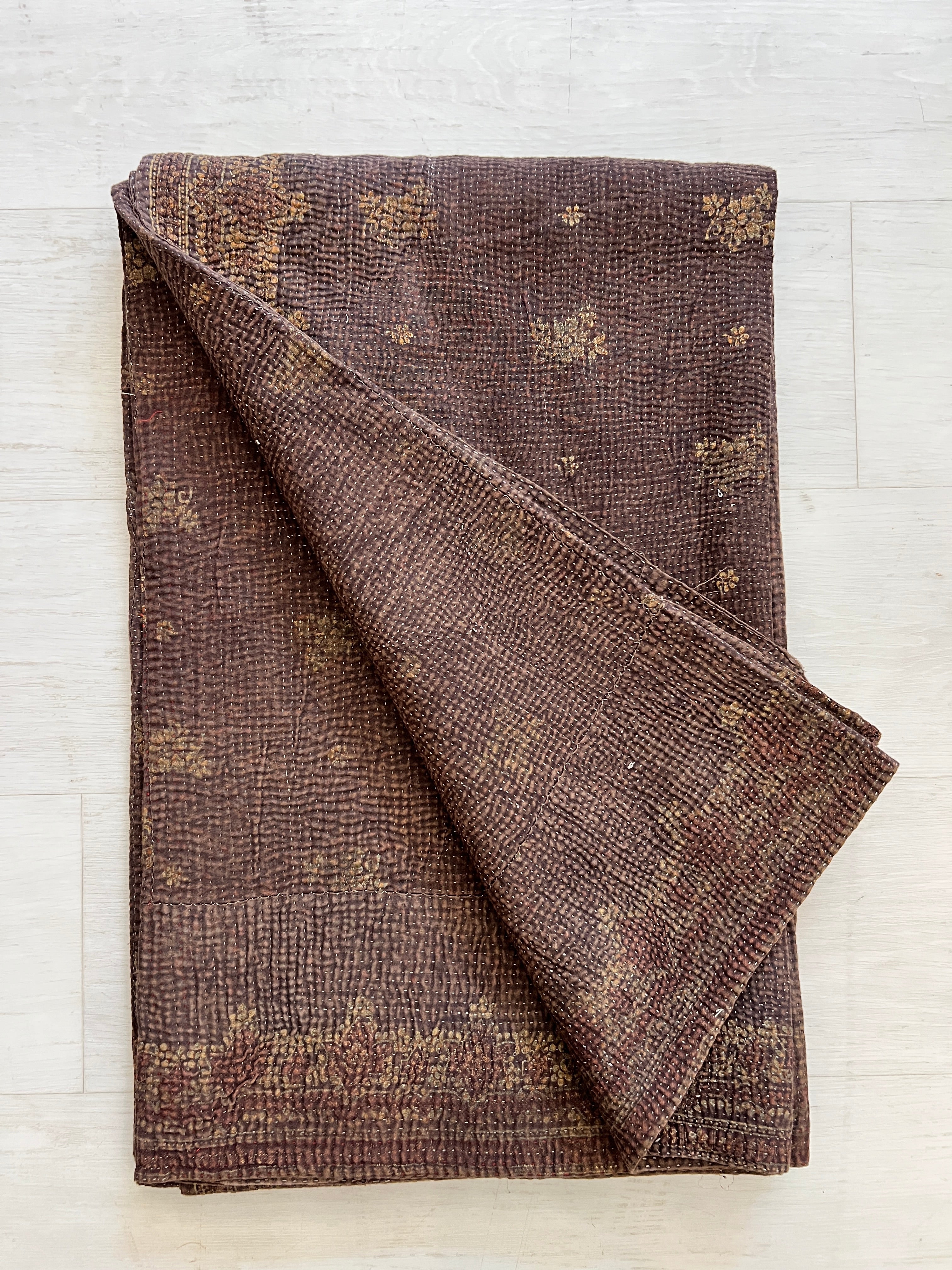 Vintage  Brown with Floral Throw
