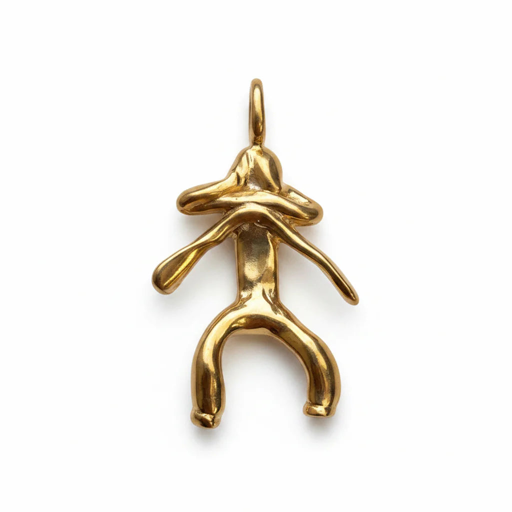 Gold Cowboy Fisherman Pendant