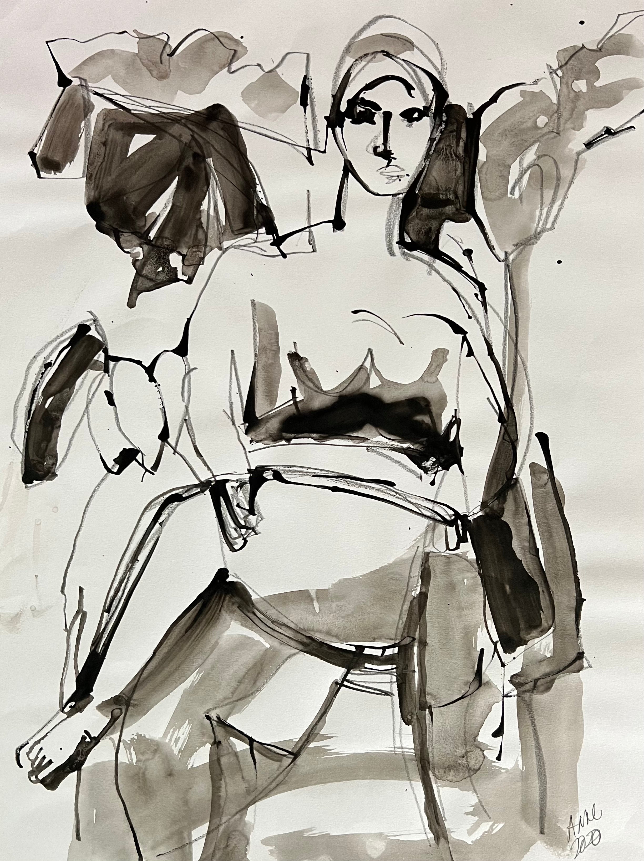 Anne Darby Parker - Ink with Chair (24 x 18)