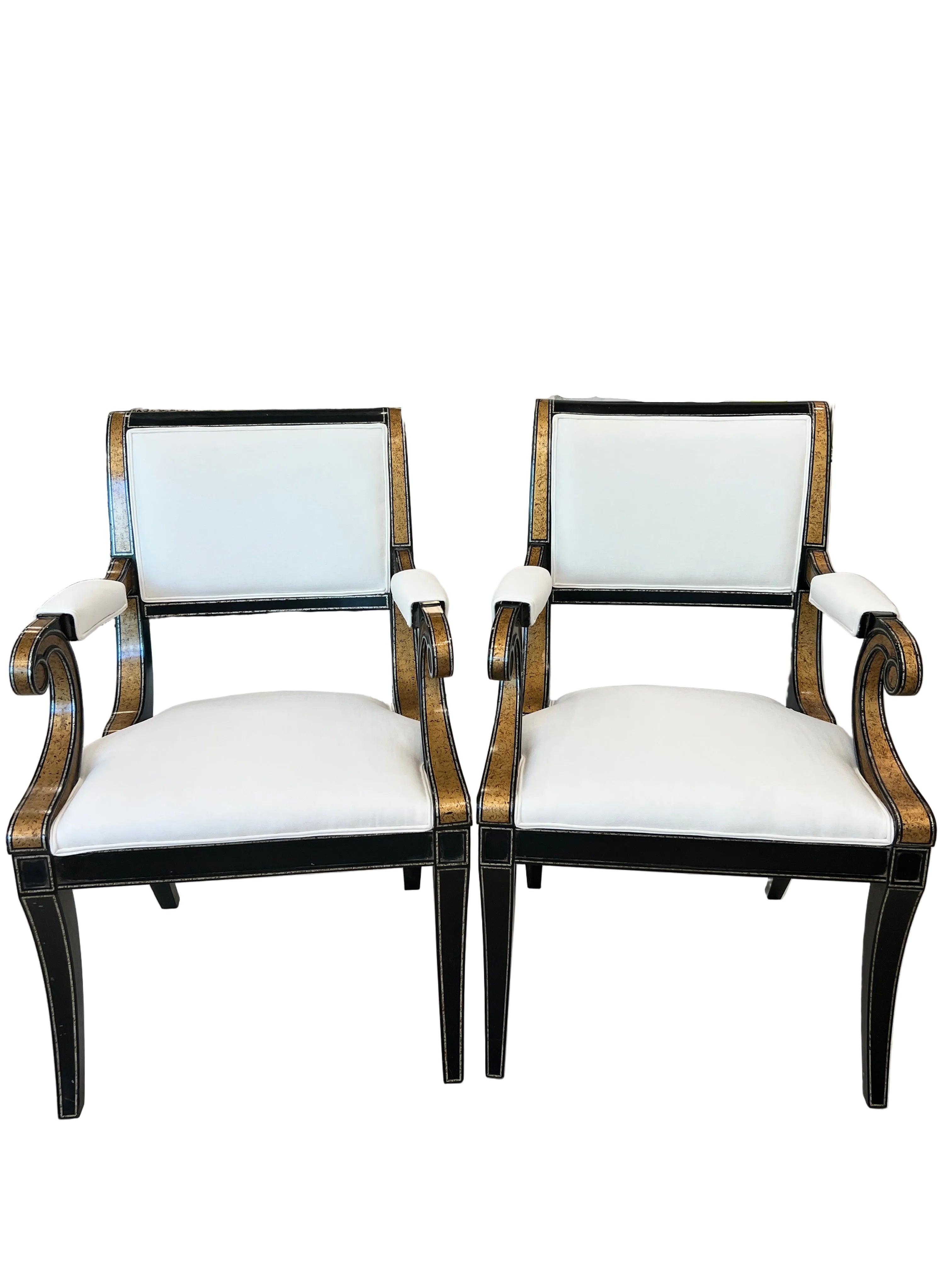 Pair of Pierre Lautier Armchairs w/ Creamy White Fabric