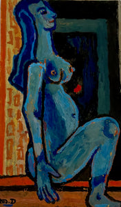 Heritage - Blue Figure Sitting by Michel Debieve (10 x 6)