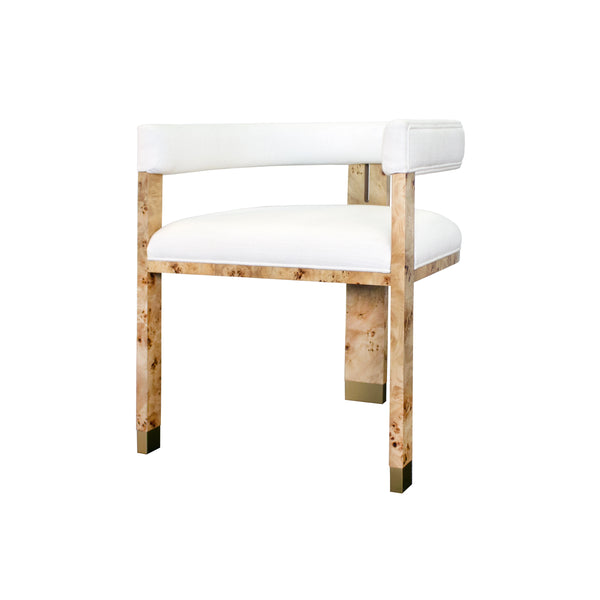 White & Burl Wood Chair