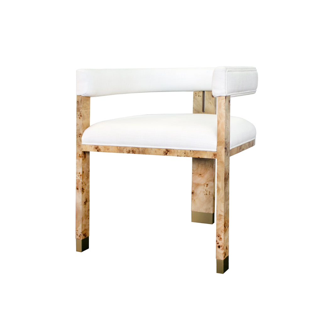 White & Burl Wood Chair