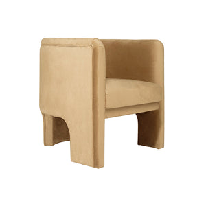 Camel Velvet 3-Leg Barrel Chair