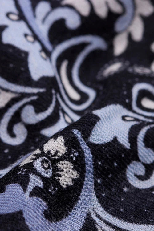 Black Flowers Bandana Cashmere Scarf