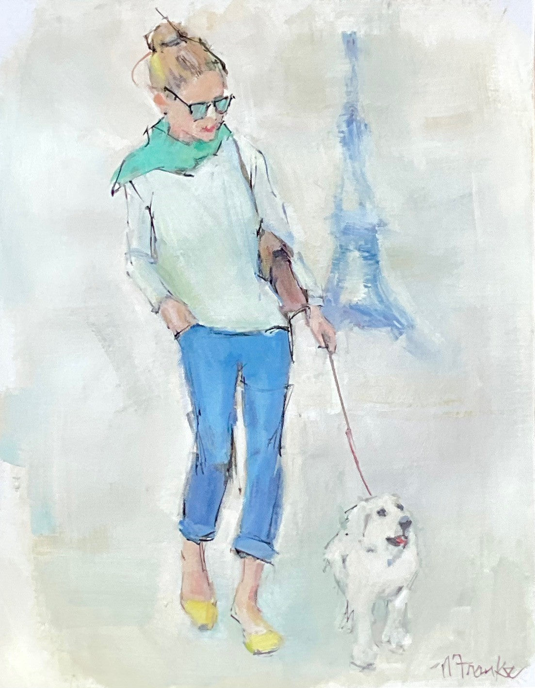 Nancy Franke - Morning Walk, Champs de Mars (14 x 11)
