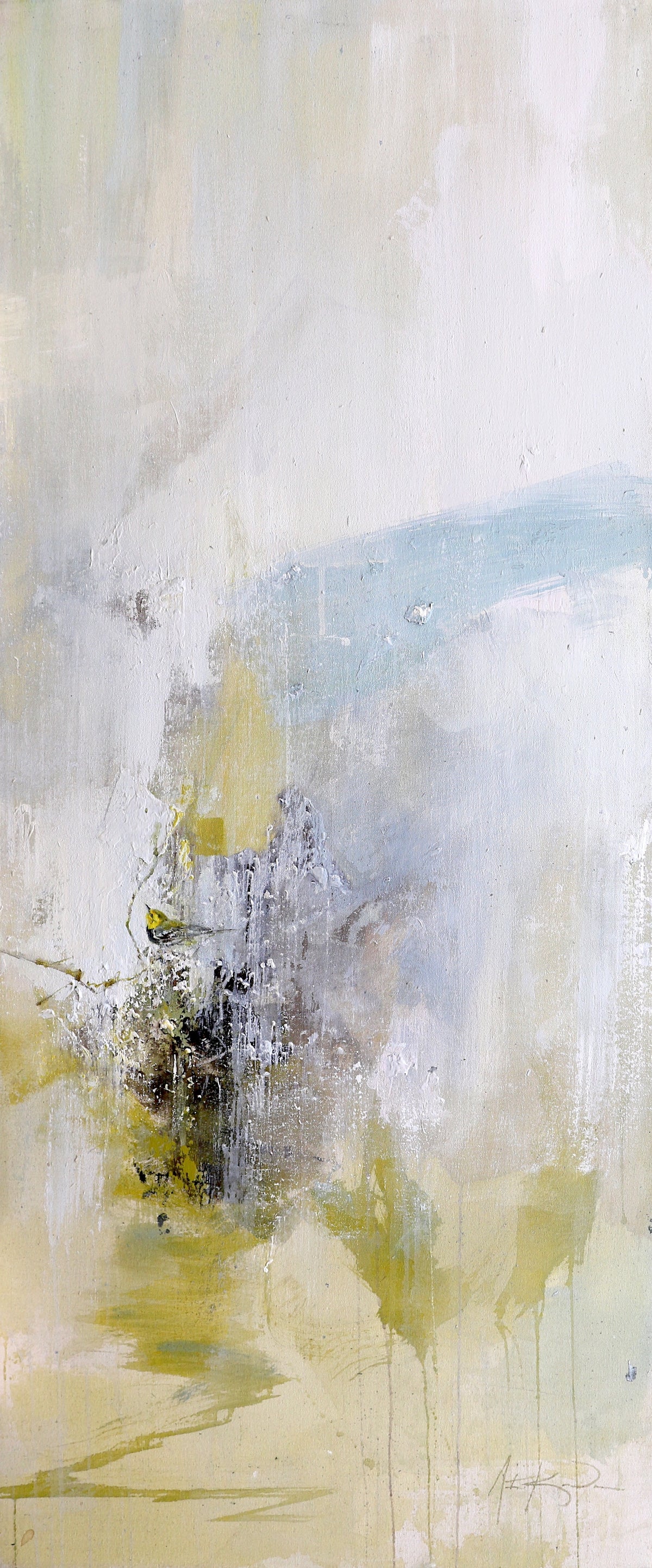 Justin Kellner - Moving Freely (Black-throated Breen Warbler) (48 x 20)