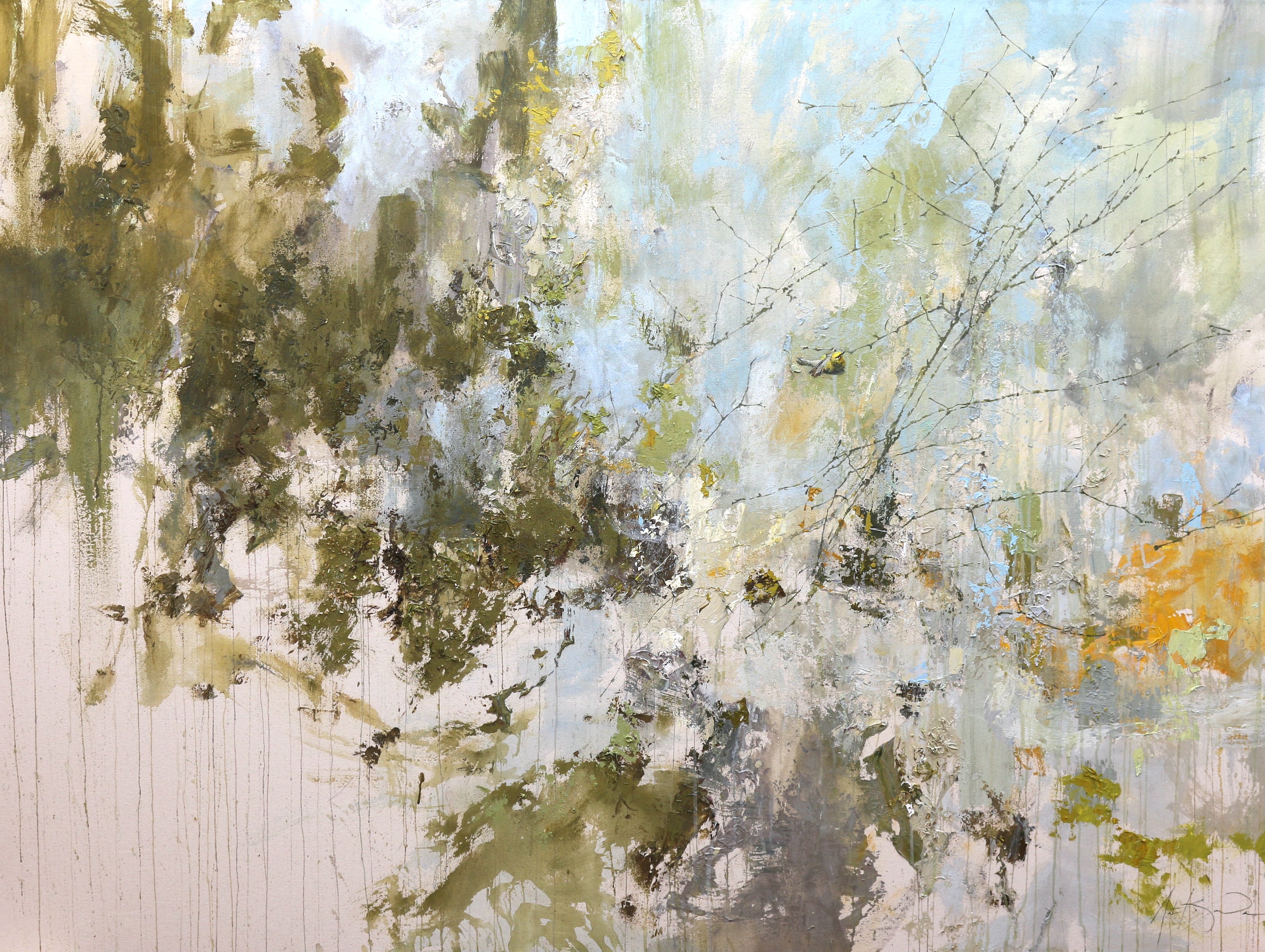 Justin Kellner - On the Path in the Deep Lake Rustic (Blue-winged Warbler) (54 x 72)