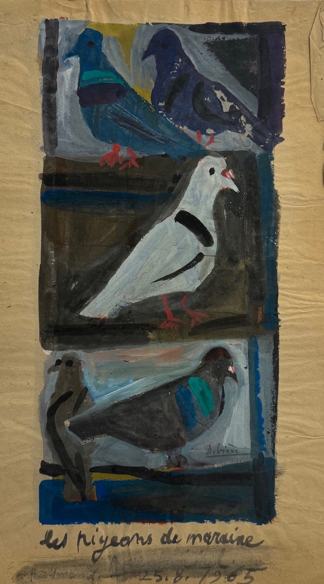Heritage - Five Pigeons by Raymond Debieve (13 x 6.5)