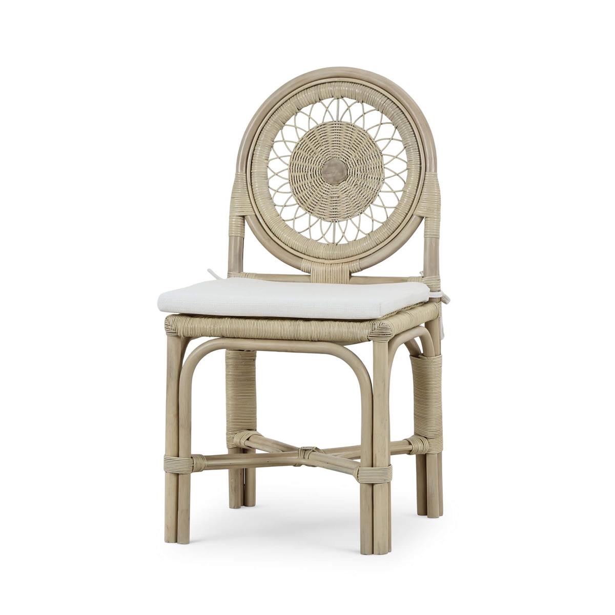 Rattan Dining Chair w/Arctic White Performance Fabric