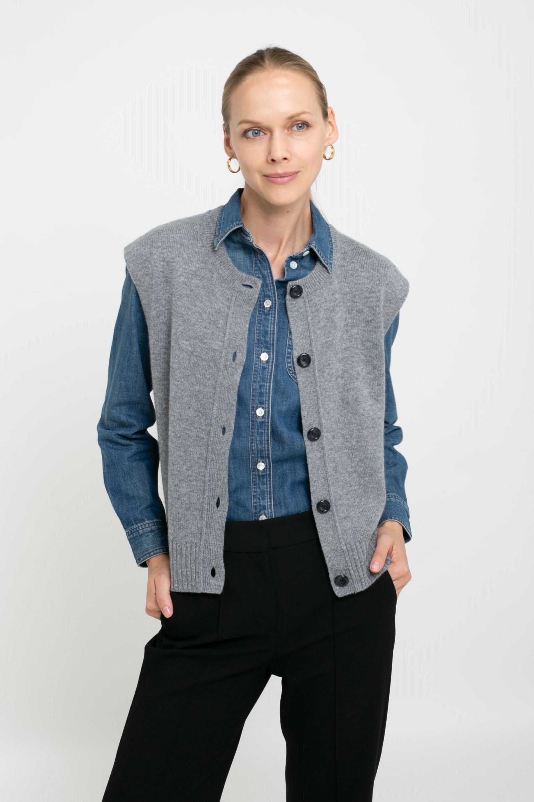 Heather Grey Button Vest