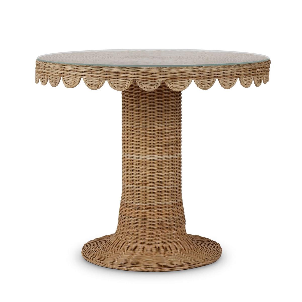 Rattan & Glass Scalloped Round Bistro Table