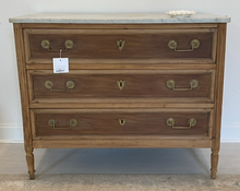 Load image into Gallery viewer, Stripped Walnut Louis XVI Commode with White Marble