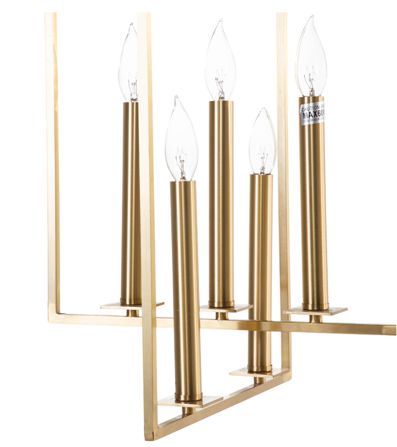 Slim Brass Rectangular Chandelier