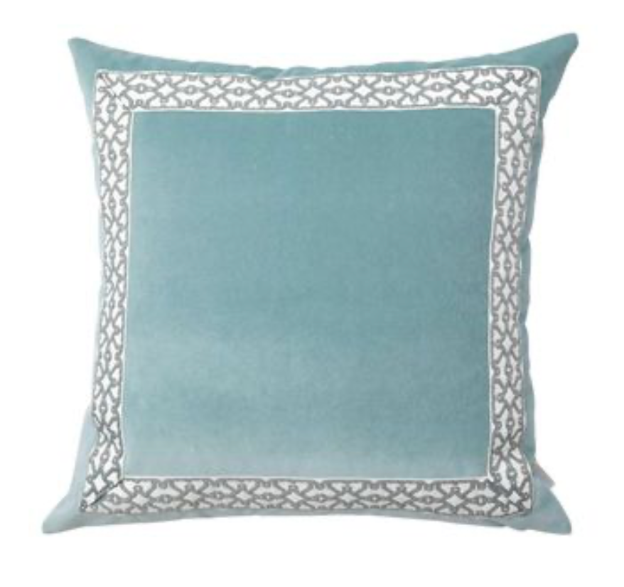 Velvet Fog Pillow with Trim