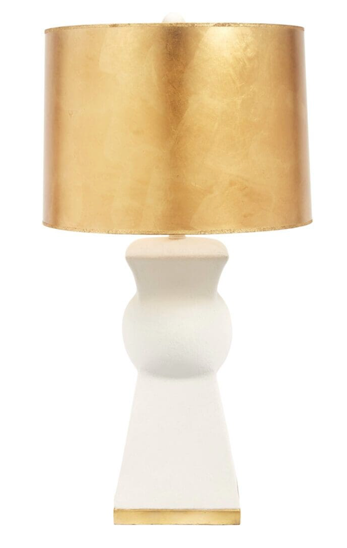 White Gesso Lamp & Gold Leaf Shade