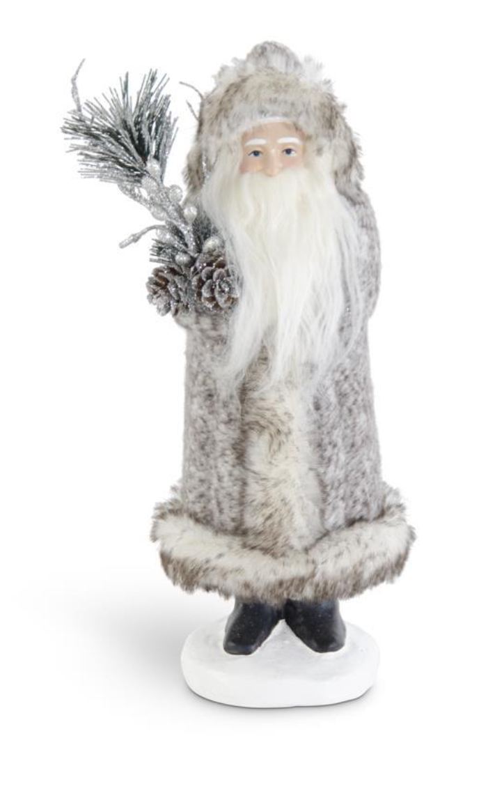 10" Gray Fur Coat Santa