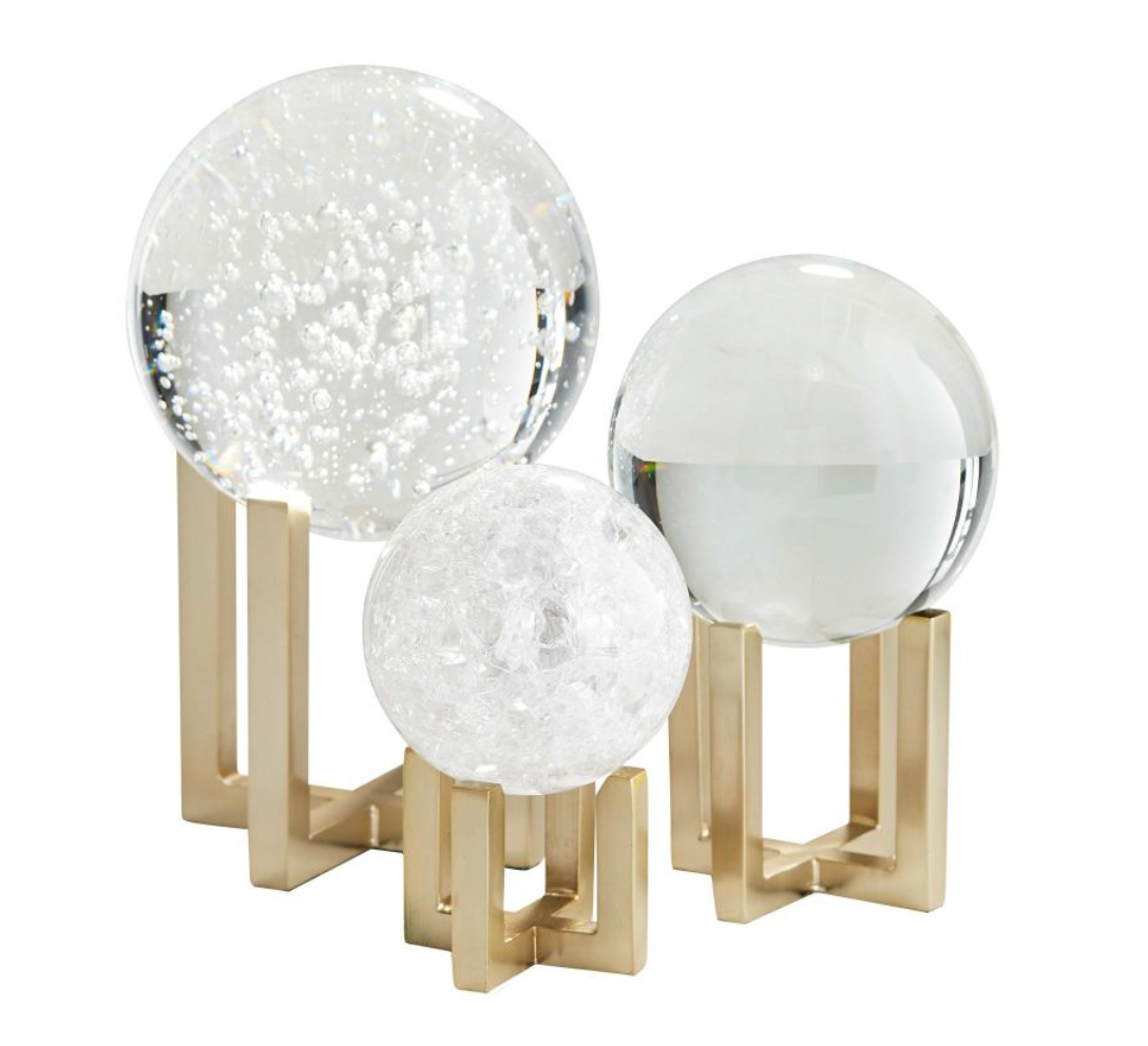 Glass Ball Sculptures Set of 3