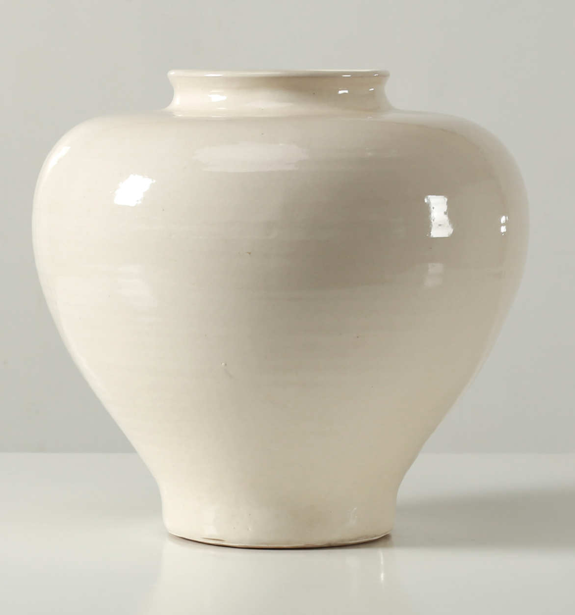 Off White Glazed Ceramic Vase 13"H