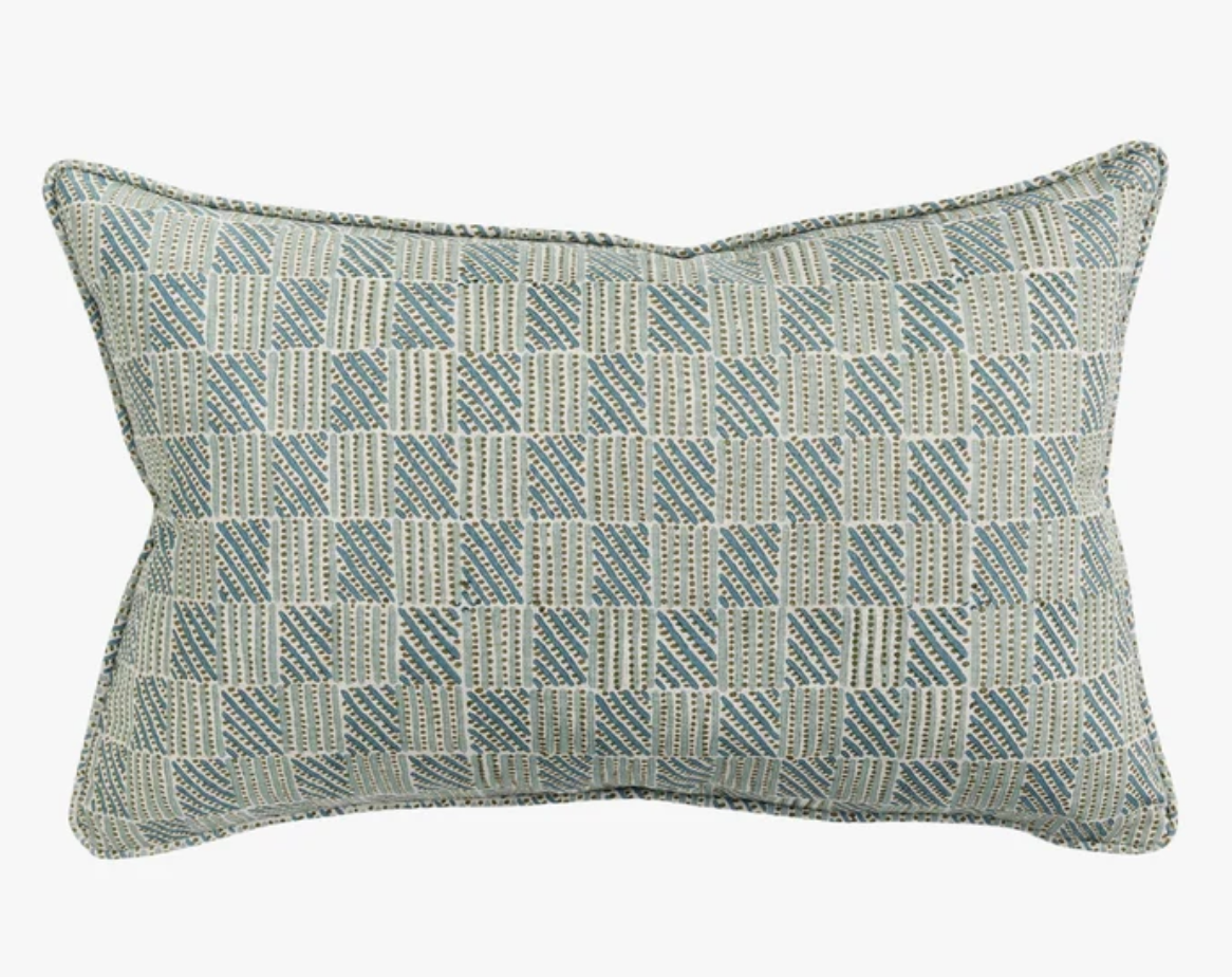 Kumasi Celadon Moss Linen Lumbar Pillow