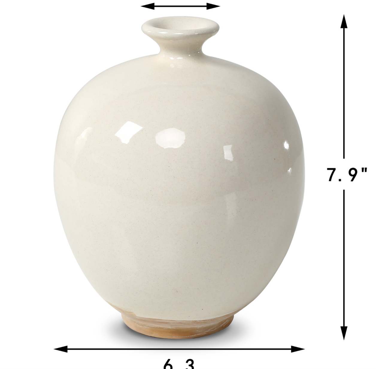 Off White Ceramic Vase w/ 2" opening