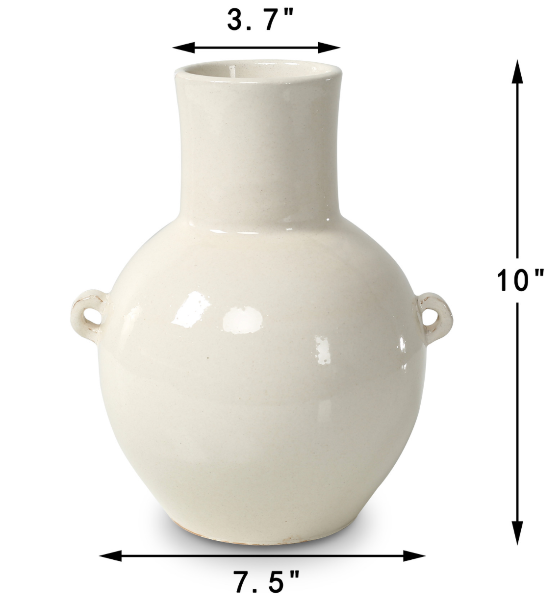 Off White Ceramic Pot w/ Two Hooks 10"H