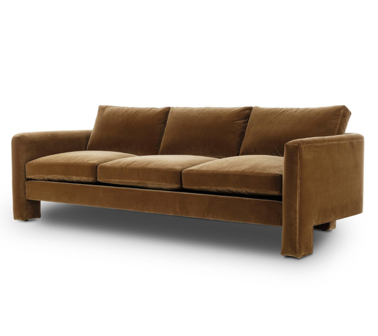 Cognac Velvet Sofa