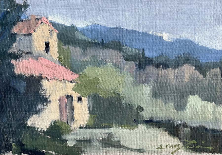 Sherrie Russ Levine - The Old French Mill in Vieussan, France (7 x 10) - RESERVED