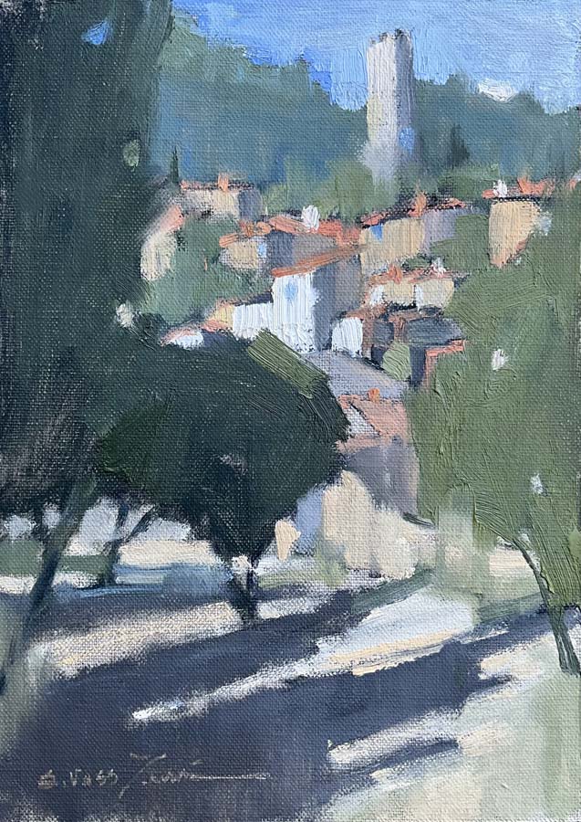 Sherrie Russ Levine - The Provencal Village of Roquebrune (10 x 7) - RESERVED