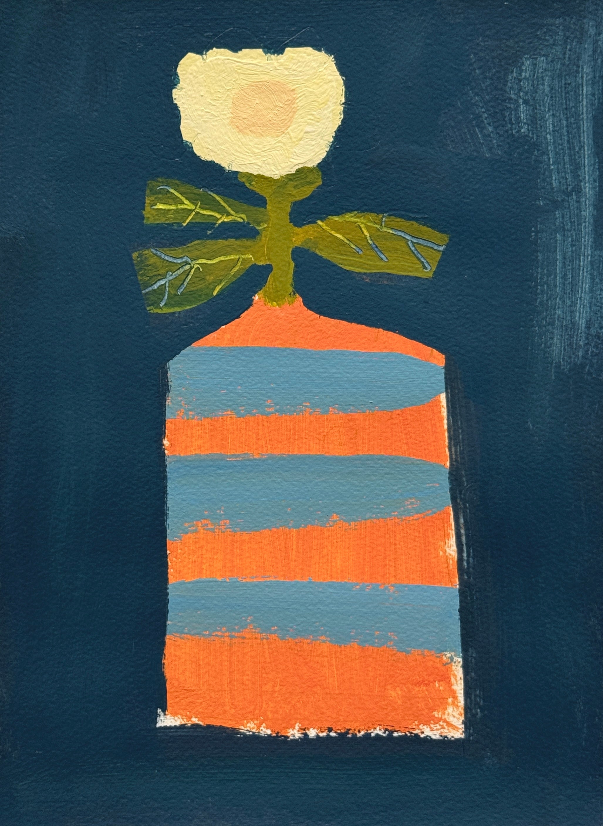 Ellen Rolli - Vessel with Blue & Orange Stripes (12 x 9)