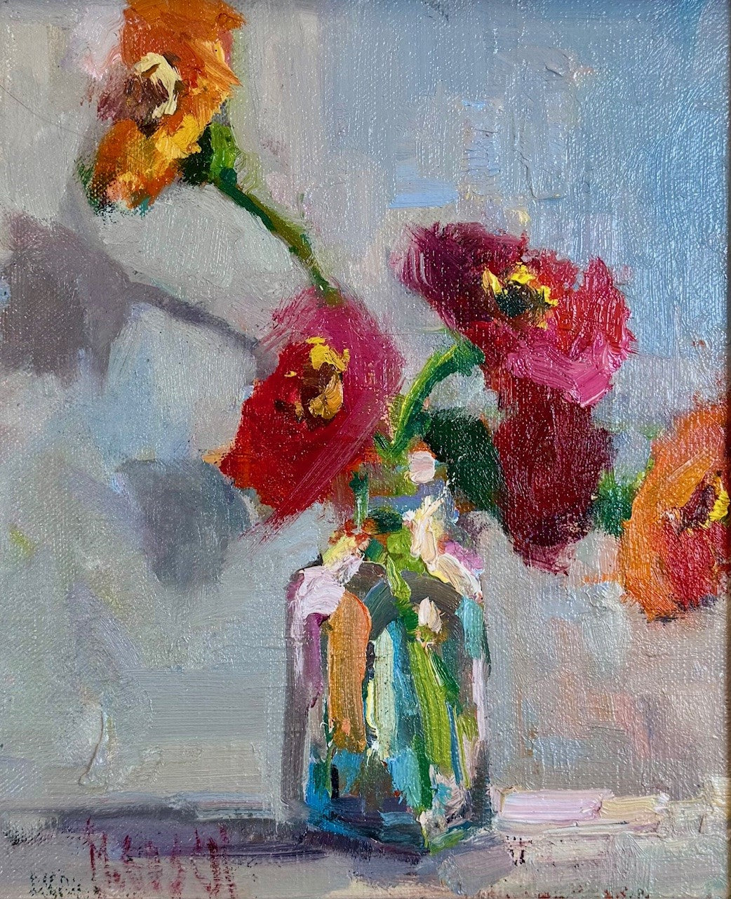 Millie Gosch - Zinnias and Shadows (9 x 8)