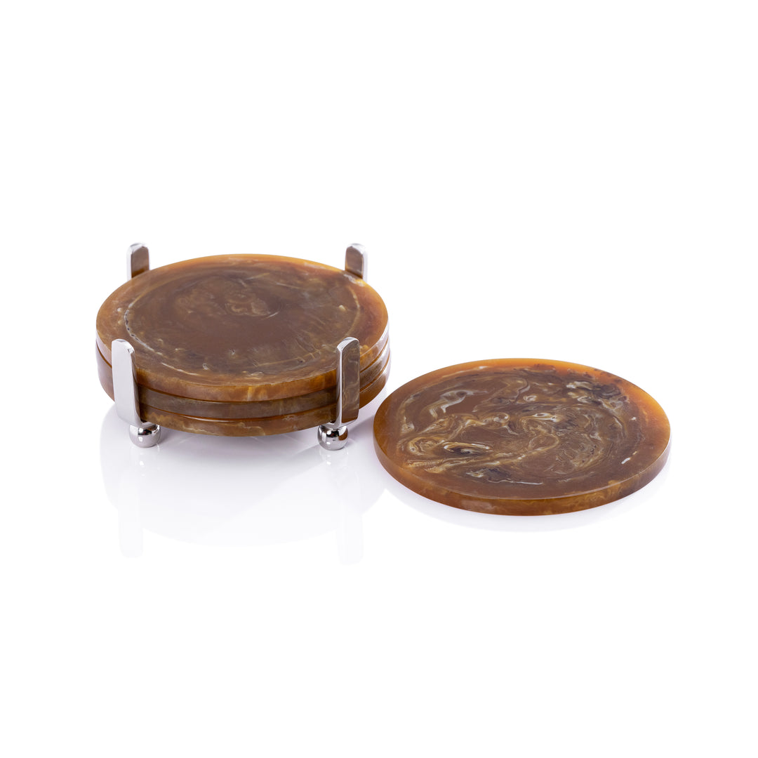 S/4 Amber Coasters on Stand