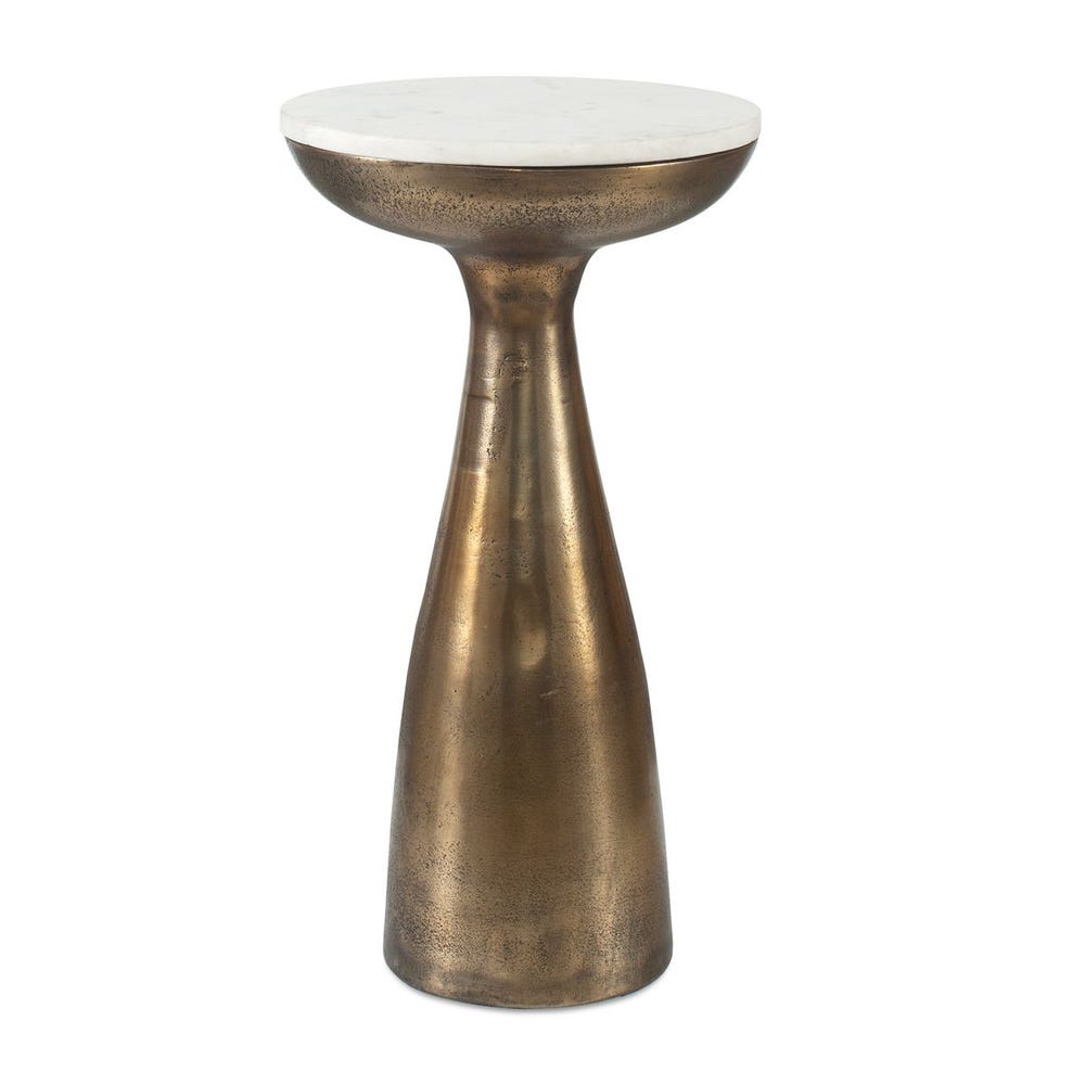 Brass & Marble Tapered Drink Indoor-Outdoor Table
