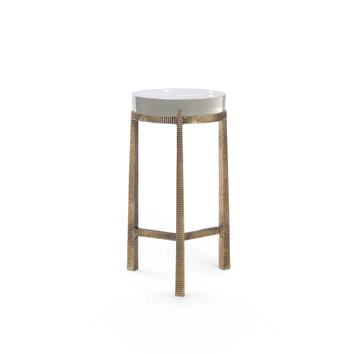 Glass & Ridged Brass Accent Table